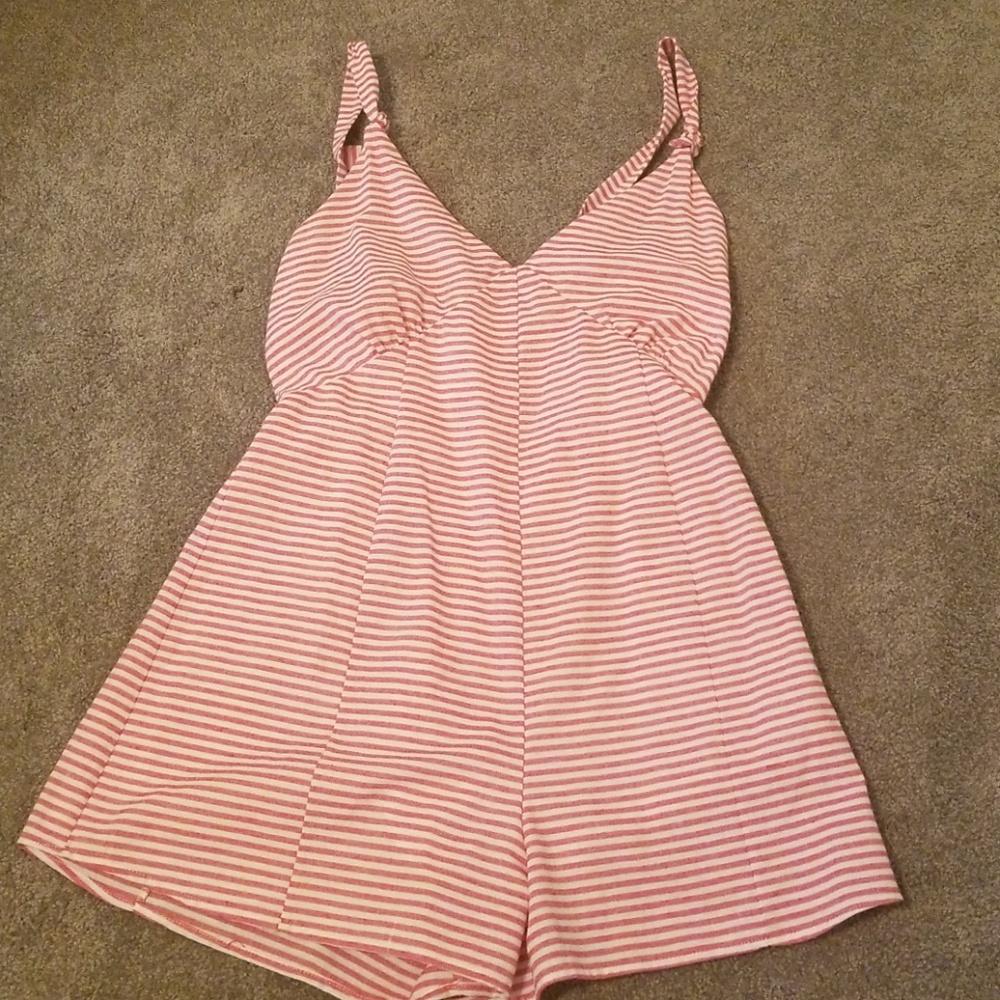Red white striped Lovers+Friends romper medium
